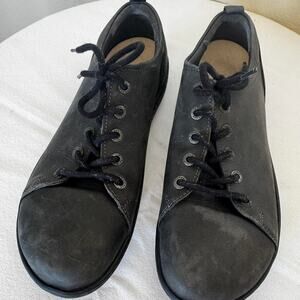 Black birkenstock leather lace up shoes